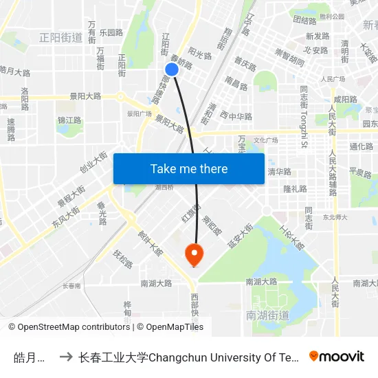 皓月大路 to 长春工业大学Changchun University Of Technology map