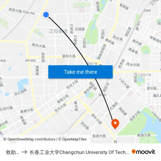 救助站 to 长春工业大学Changchun University Of Technology map