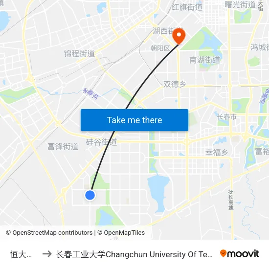 恒大雅苑 to 长春工业大学Changchun University Of Technology map