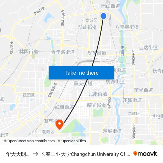 华大天朗国际 to 长春工业大学Changchun University Of Technology map