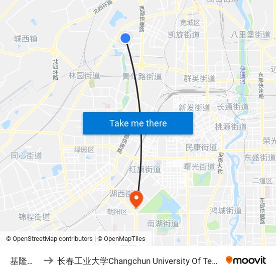 基隆北街 to 长春工业大学Changchun University Of Technology map