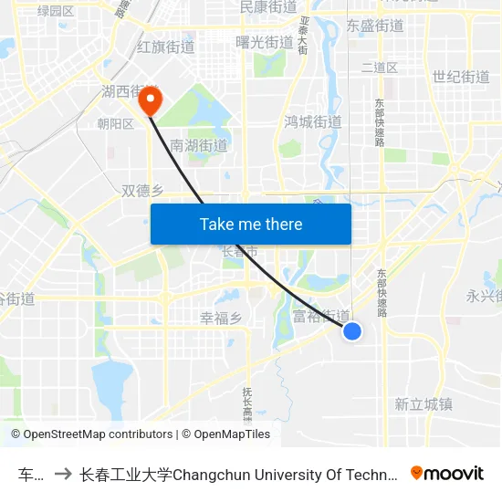 车场 to 长春工业大学Changchun University Of Technology map