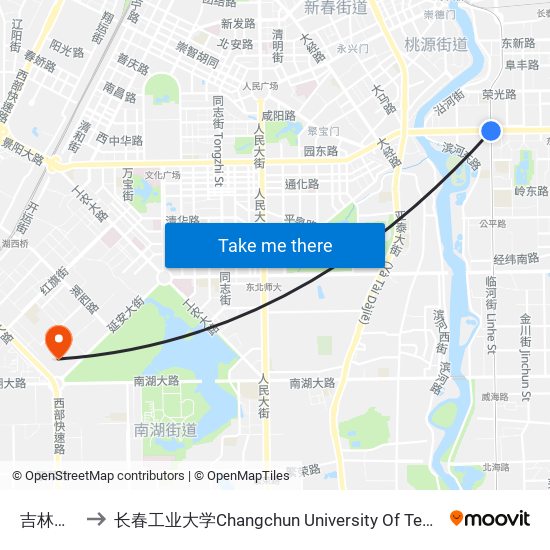 吉林大路 to 长春工业大学Changchun University Of Technology map