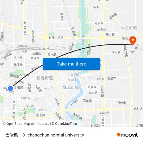 Chongzhi Road to Changchun Normal University map