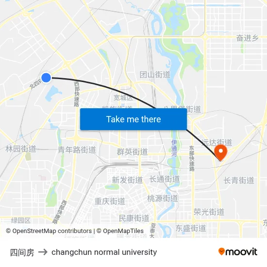 Four Houses to Changchun Normal University map