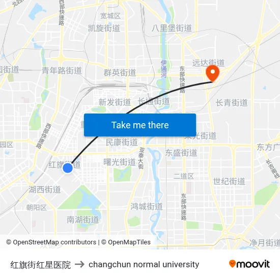 Hongqi Street Hongxing Hospital to Changchun Normal University map