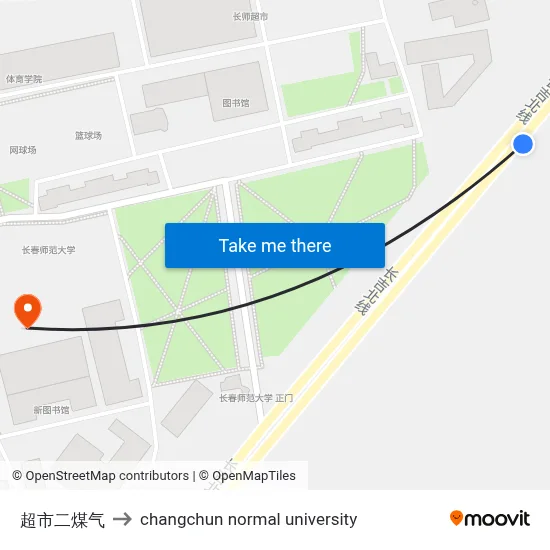 Supermarket Second Gas to Changchun Normal University map