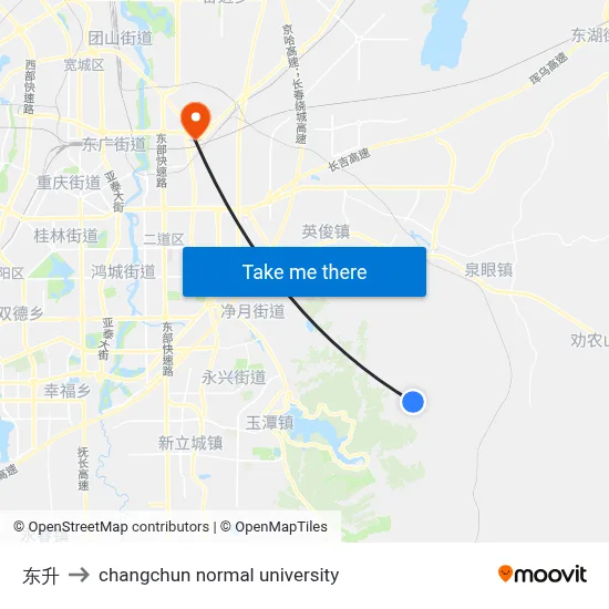 Dongsheng to Changchun Normal University map