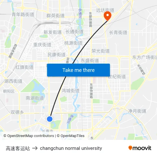 High-Speed Bus Station to Changchun Normal University map