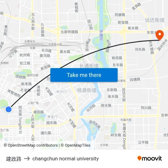 Jianzheng Road to Changchun Normal University map