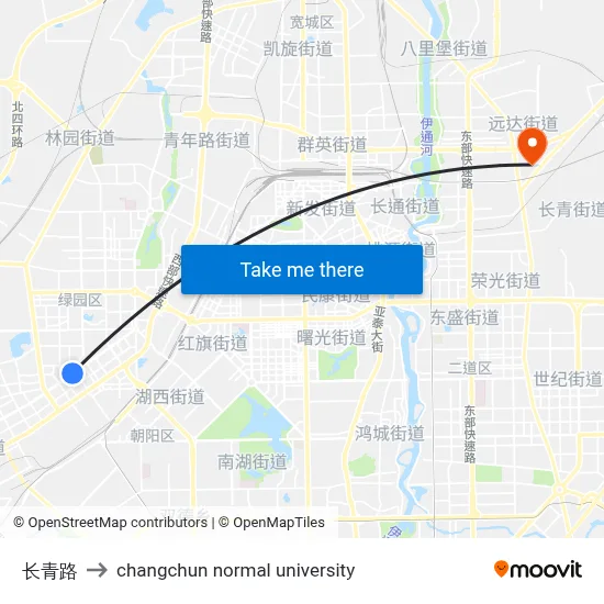 Changqing Road to Changchun Normal University map