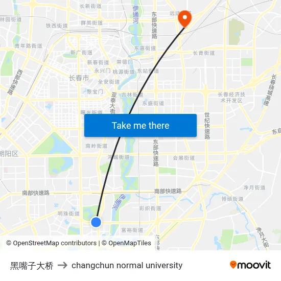 Heizuizi Bridge to Changchun Normal University map