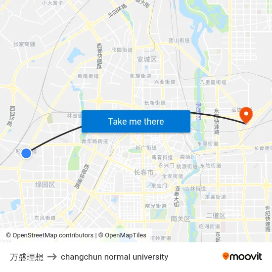 Wansheng Ideal to Changchun Normal University map