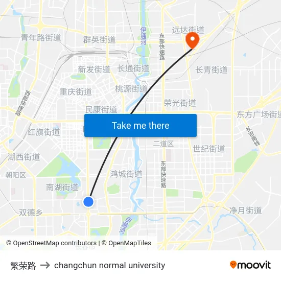 繁荣路 to changchun normal university map