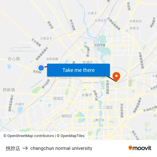 Guaibo Store to Changchun Normal University map