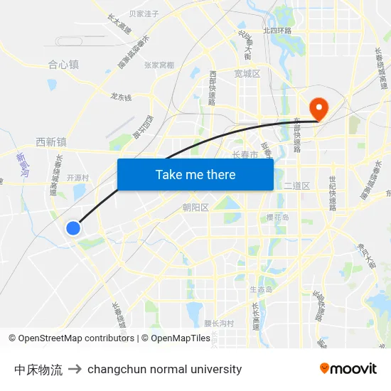 Zhongchuang Logistics to Changchun Normal University map