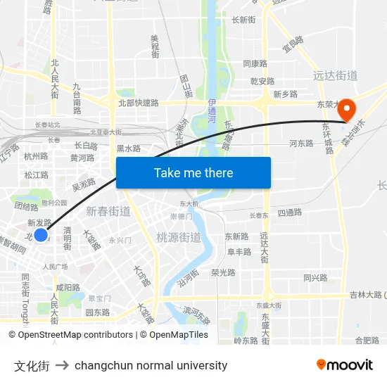 Culture Street to Changchun Normal University map