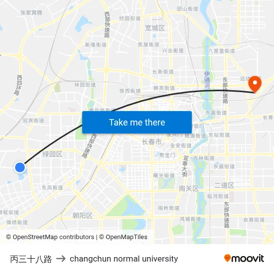 B38 Road to Changchun Normal University map
