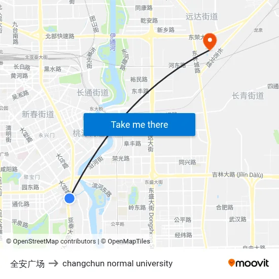 全安广场 to changchun normal university map