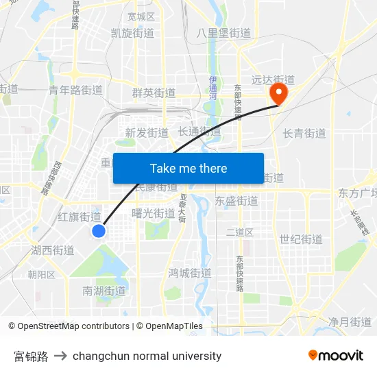 Fujin Road to Changchun Normal University map