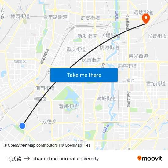 Flying Road to Changchun Normal University map