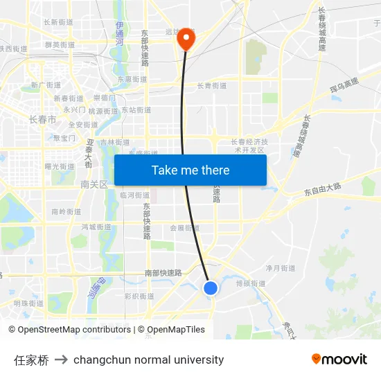 Renjiabridge to Changchun Normal University map