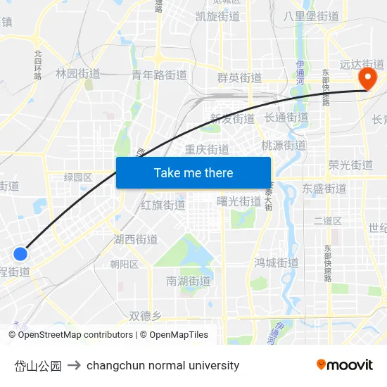 Daishan Park to Changchun Normal University map