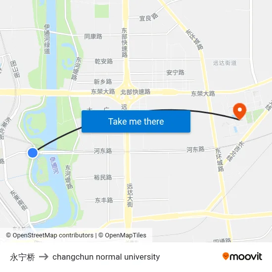 Yongning Bridge to Changchun Normal University map