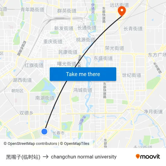 Heizuizi (Temporary Stop) to Changchun Normal University map
