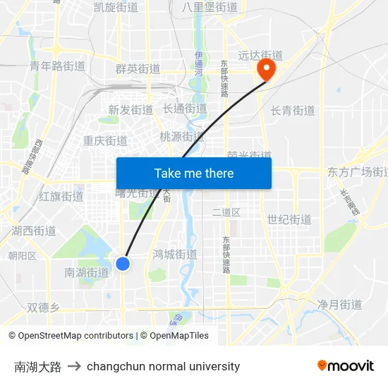 Nanhu Avenue to Changchun Normal University map
