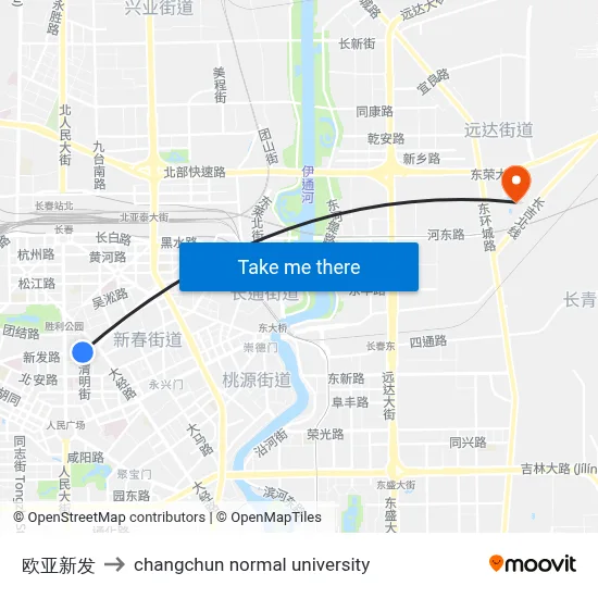 欧亚新发 to changchun normal university map