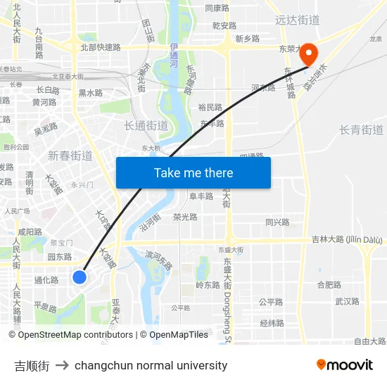 吉顺街 to changchun normal university map