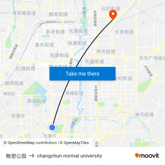 Sculpture Park to Changchun Normal University map