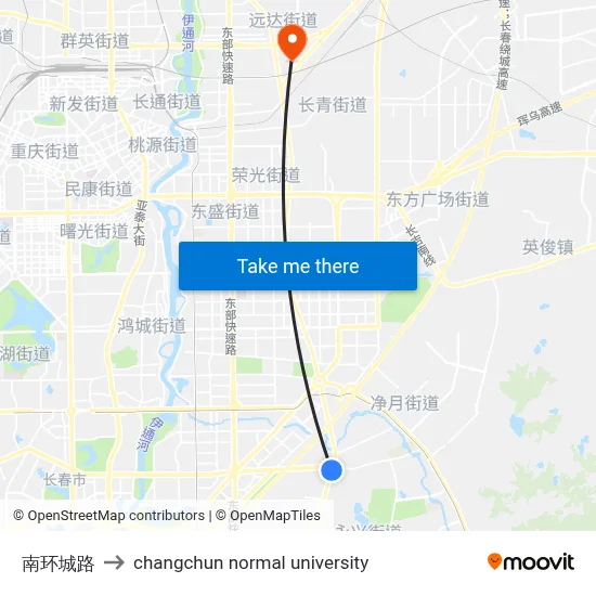 Nanhuan Road to Changchun Normal University map
