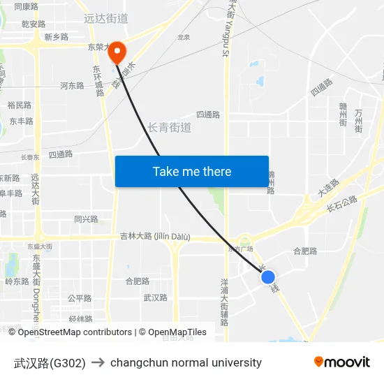 武汉路(G302) to changchun normal university map