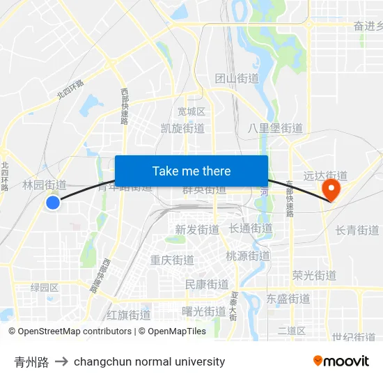青州路 to changchun normal university map