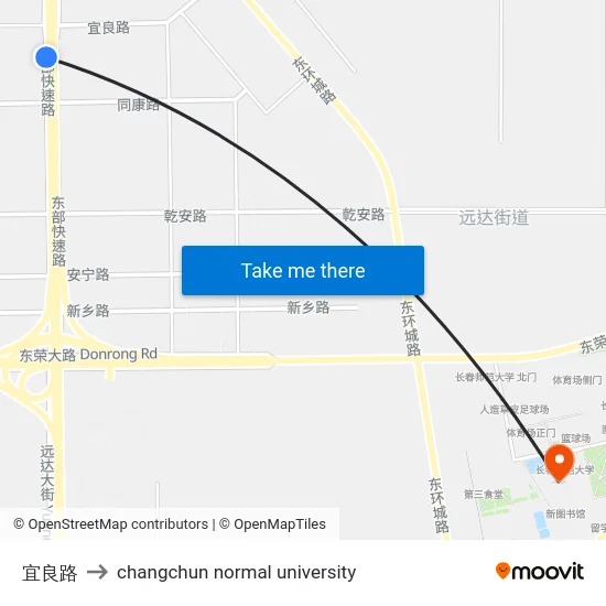 宜良路 to changchun normal university map
