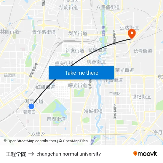 Engineering College to Changchun Normal University map