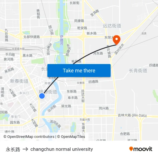 Yongchang Road to Changchun Normal University map