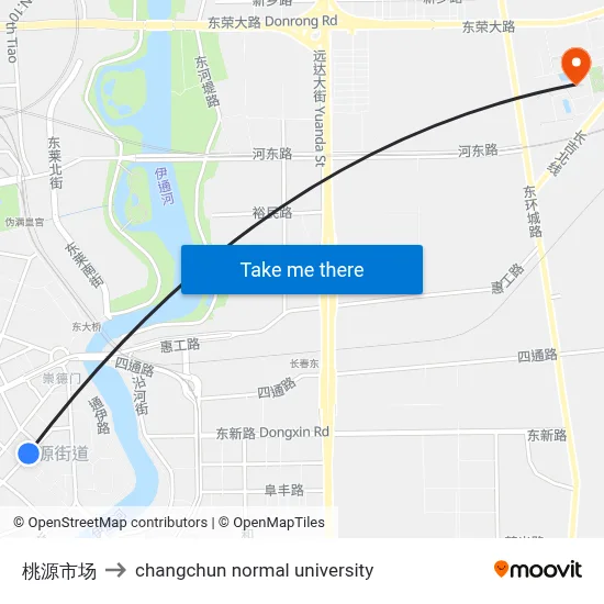 Taoyuan Market to Changchun Normal University map