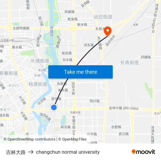 吉林大路 to changchun normal university map