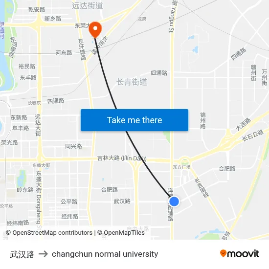 Wuhan Road to Changchun Normal University map