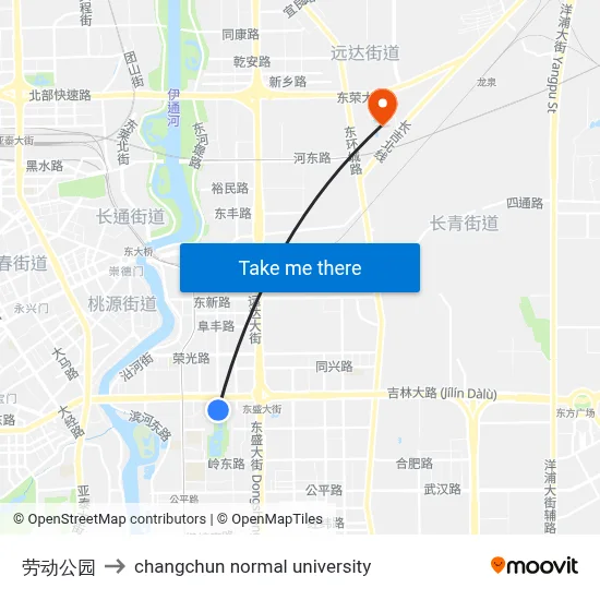 Labor Park to Changchun Normal University map