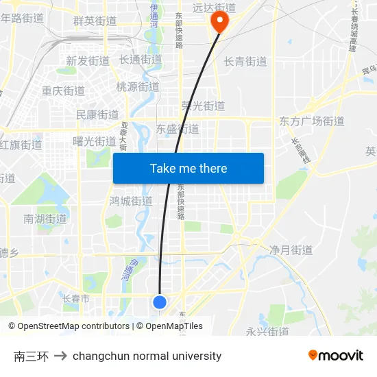 South Third Ring Road to Changchun Normal University map