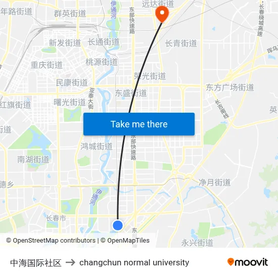 Zhonghai International Community to Changchun Normal University map