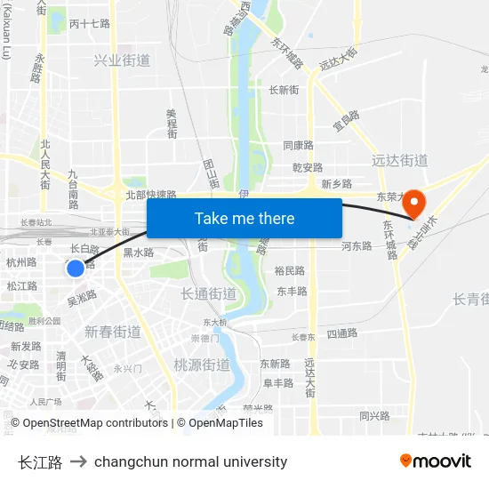 长江路 to changchun normal university map