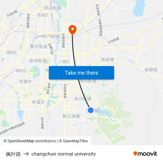 Maple Road to Changchun Normal University map