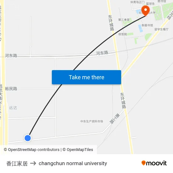 Xiangjiang Home Furnishing to Changchun Normal University map