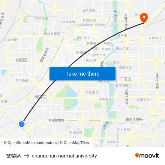 Fanrong Road to Changchun Normal University map