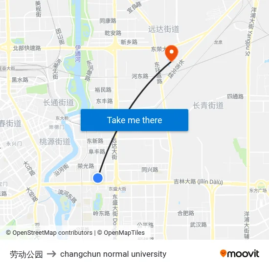 Labor Park to Changchun Normal University map